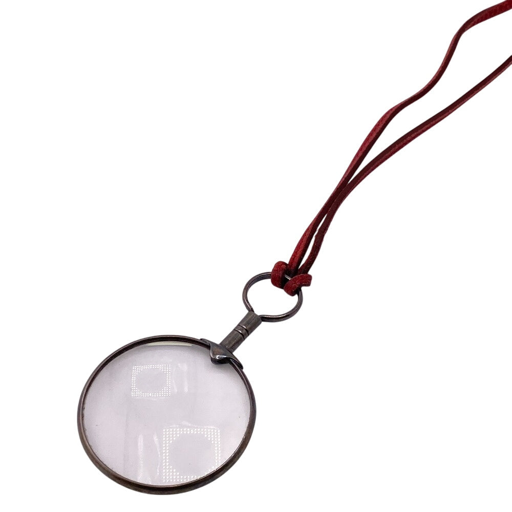 HERMES Necklace Silver925 , Leather Red Loupe Women Used