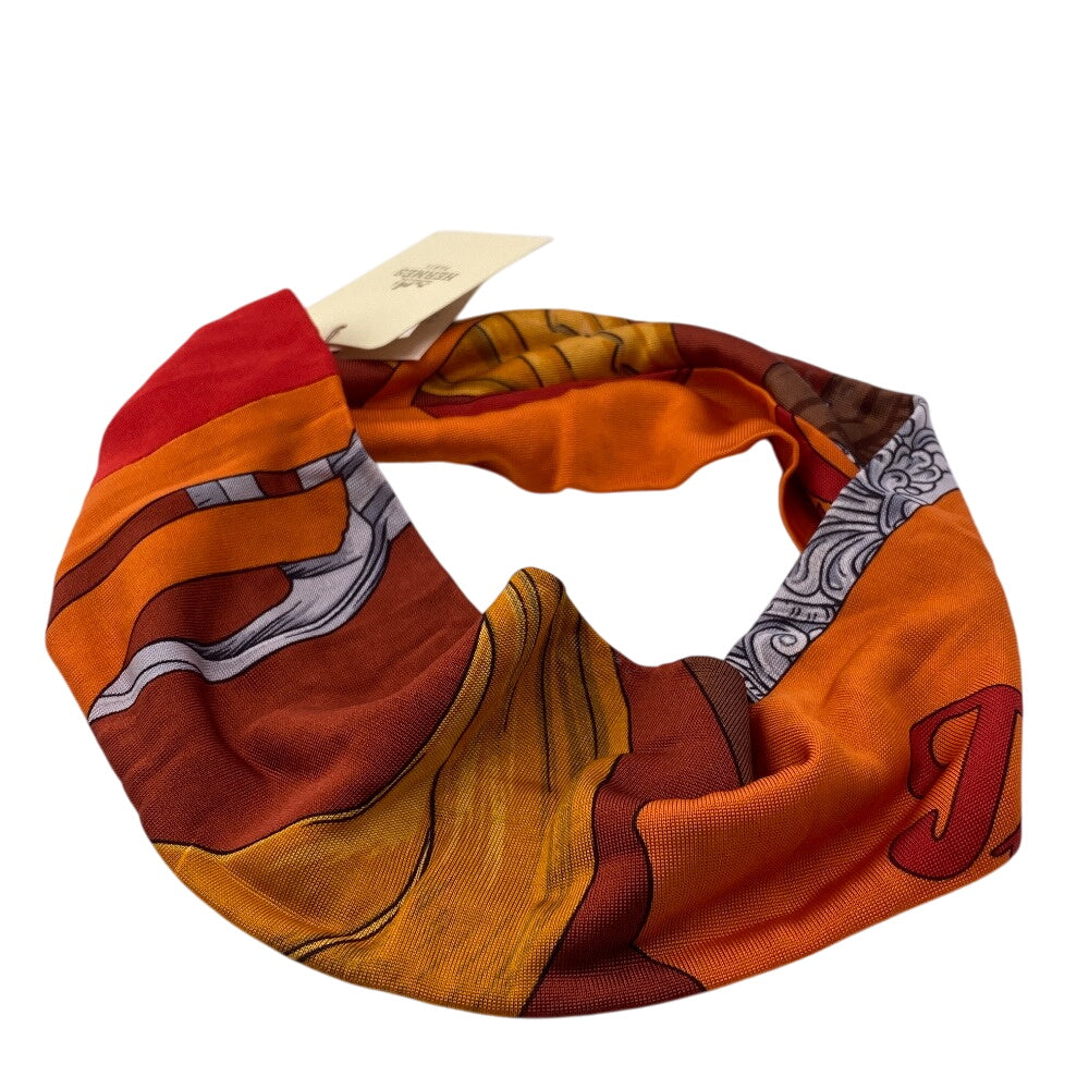 HERMES hair accessory silk Orange hair band Women Used
