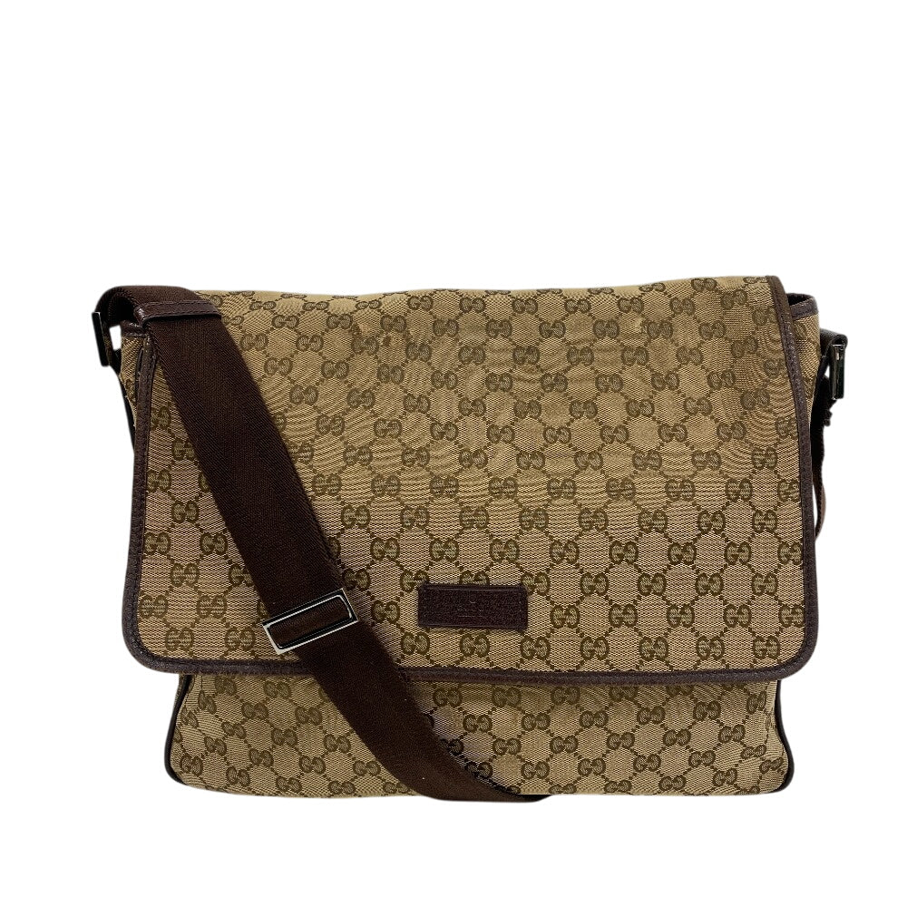 GUCCI Shoulder Bag GG canvas, leather Brown GG canvas Messenger unisex(Unisex) Used
