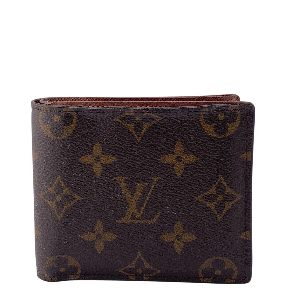LOUIS VUITTON Bifold Wallet M62288 leather Brown Compact wallet Monogram Portefeuille Marco NM mens Used