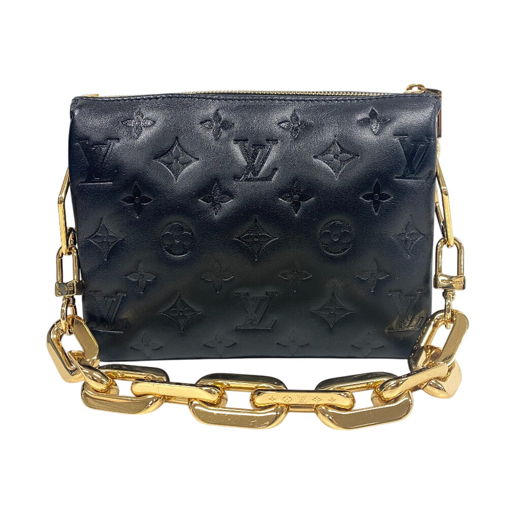 LOUIS VUITTON Handbag M21259 leather black Monogram emboss Kussan BB Chain(Unisex) Used