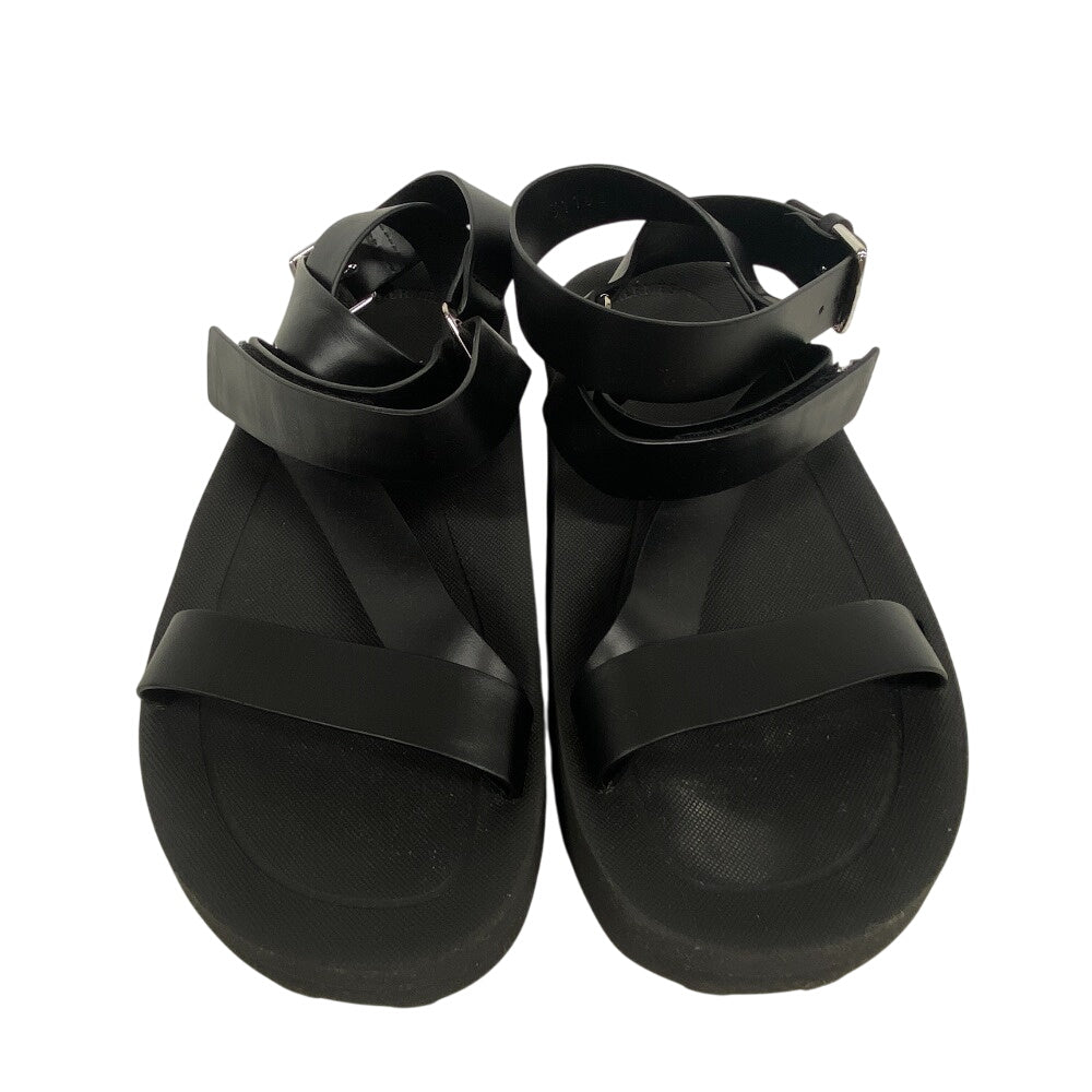 HERMES Sandals leather black velcro strap Enid Women 35 Used