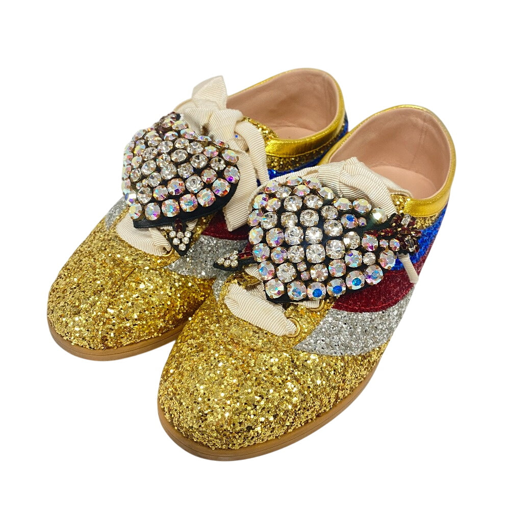 GUCCI sneakers 494609 Leather, Glitter multicolor Sequin Women 34 Used