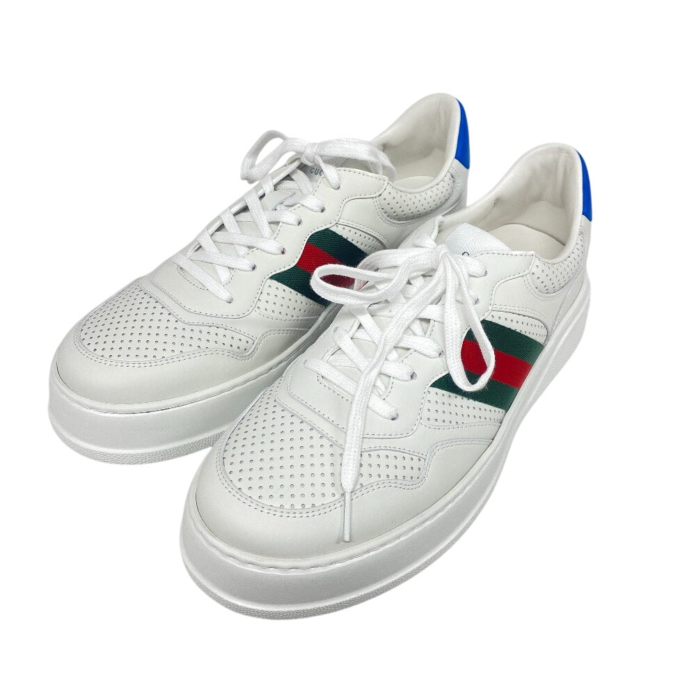GUCCI sneakers leather white Sherry line Interlocking G mens 10 1/2 Used