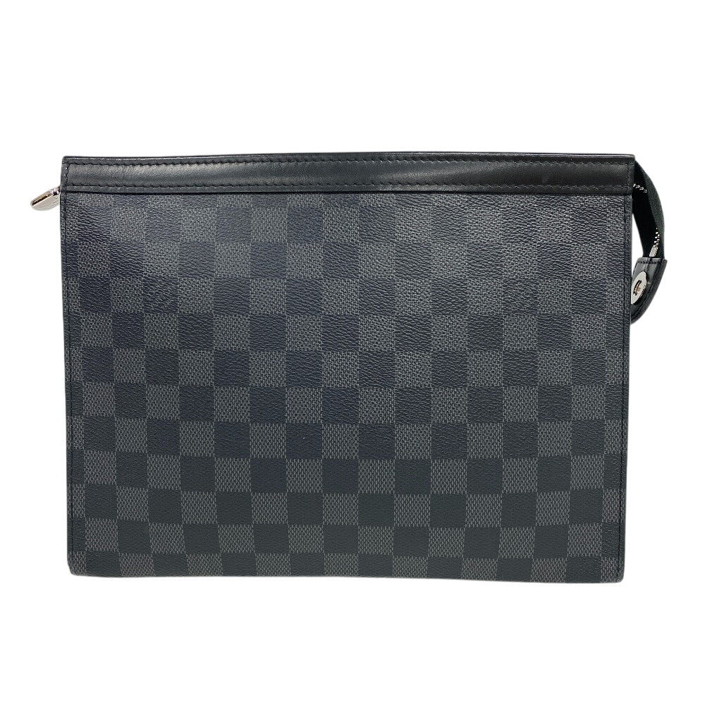 LOUIS VUITTON Clutch bag N41696 Patent leather black Pochette Damier Grafitte Voyage MM mens Used