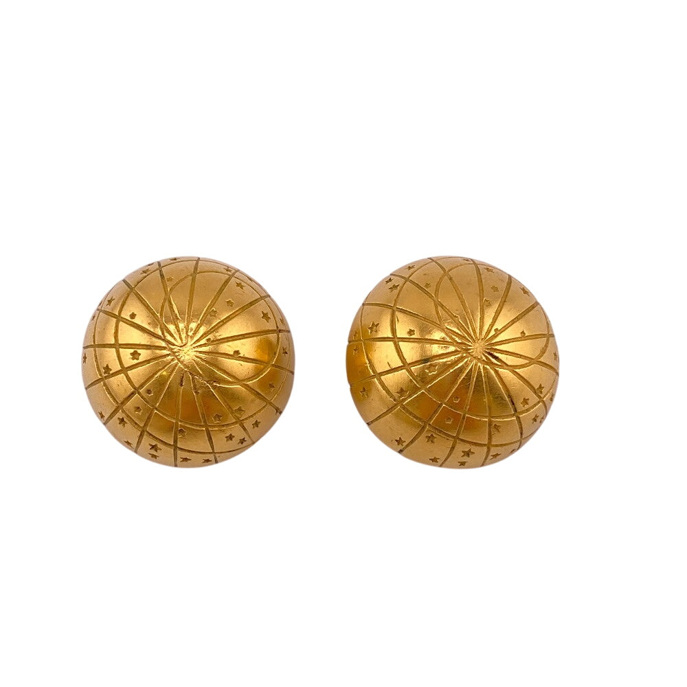 HERMES Earring Gold Plated gold Ball Globe Zodiac