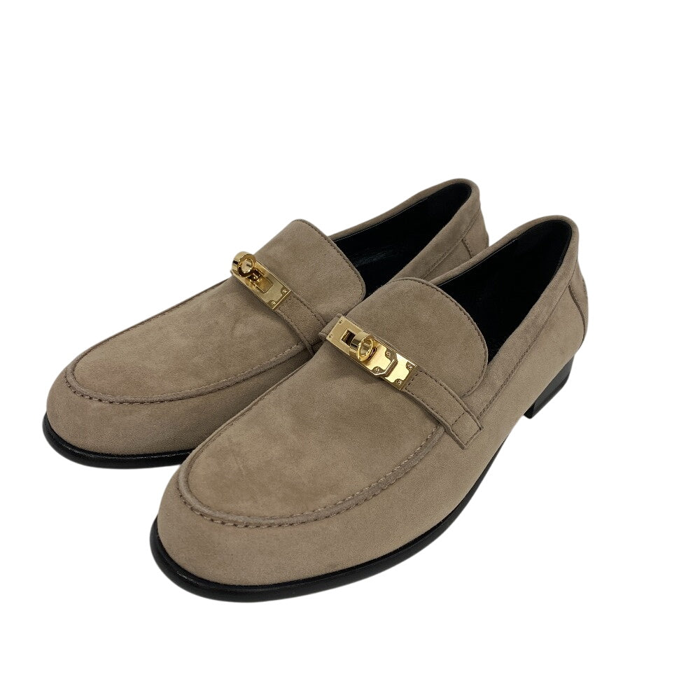 HERMES loafers suede beige Kelly Metal Desting 38.5