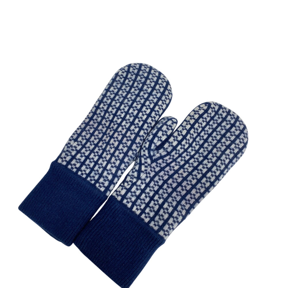 HERMES gloves cashmere Navy Jacquard H S