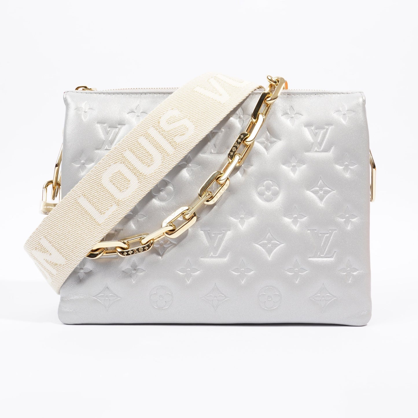 Louis Vuitton Coussin Silver Lambskin Leather PM