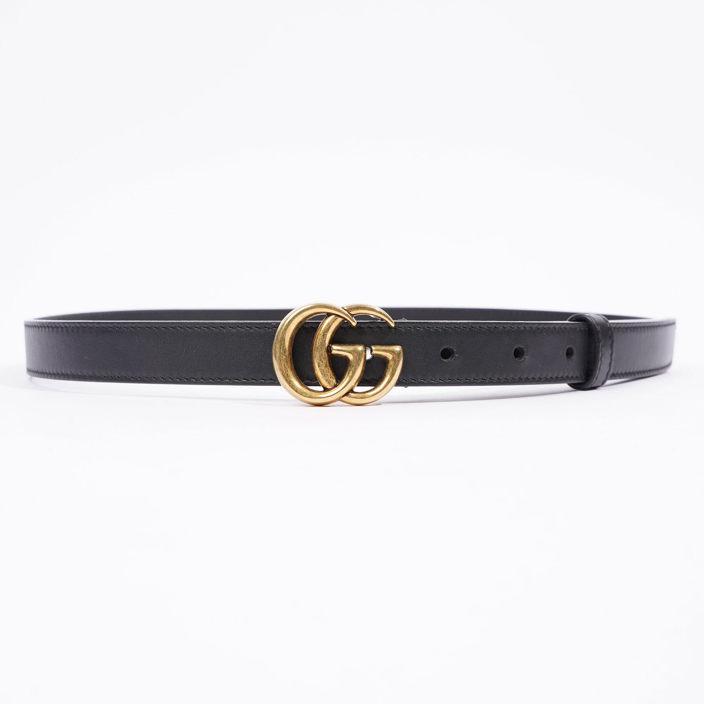 Gucci GG Marmont Belt Black / Gold Leather 75cm / 30"