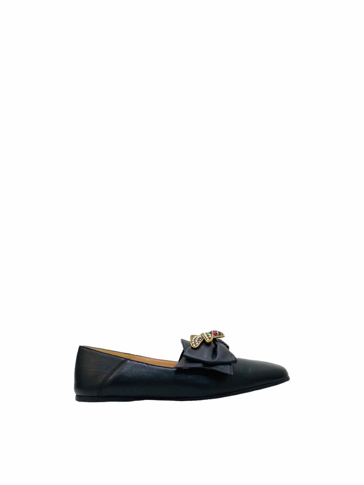 GUCCI Queen Margaret Bee Black Flats