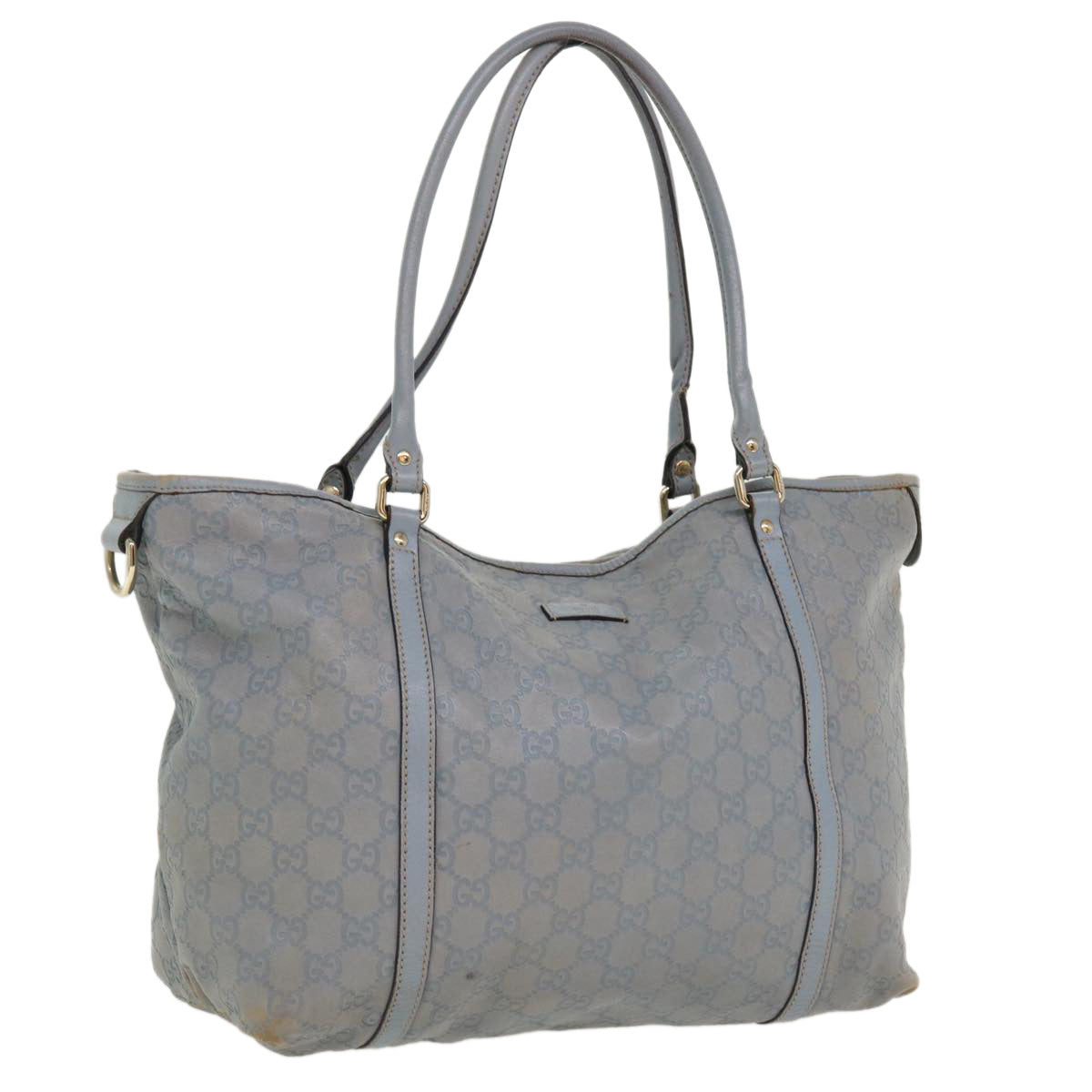 GUCCI GG Canvas Shoulder Bag Leather Light Blue 197953 ac1765
