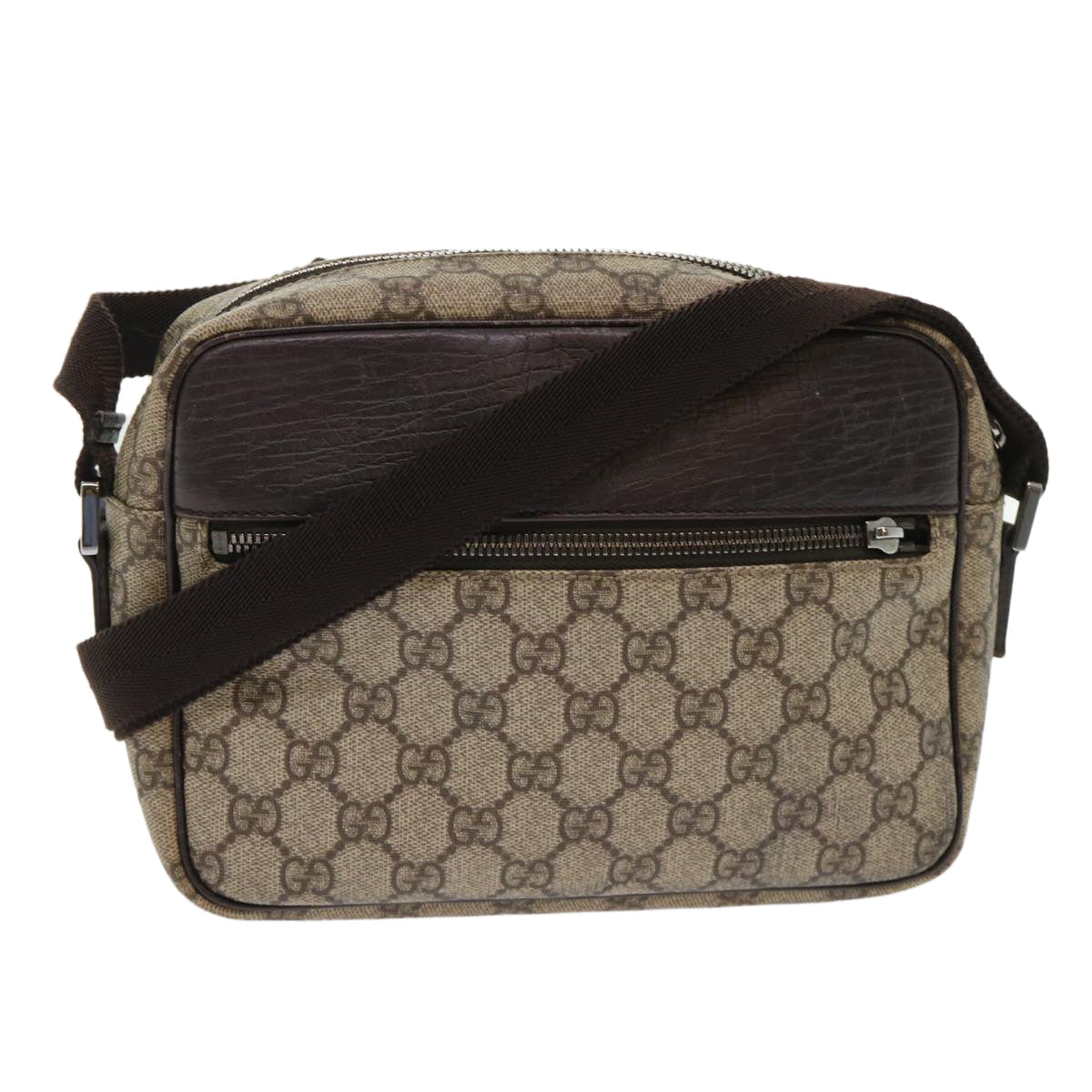GUCCI GG Canvas Shoulder Bag PVC Leather Beige 114291 am4698