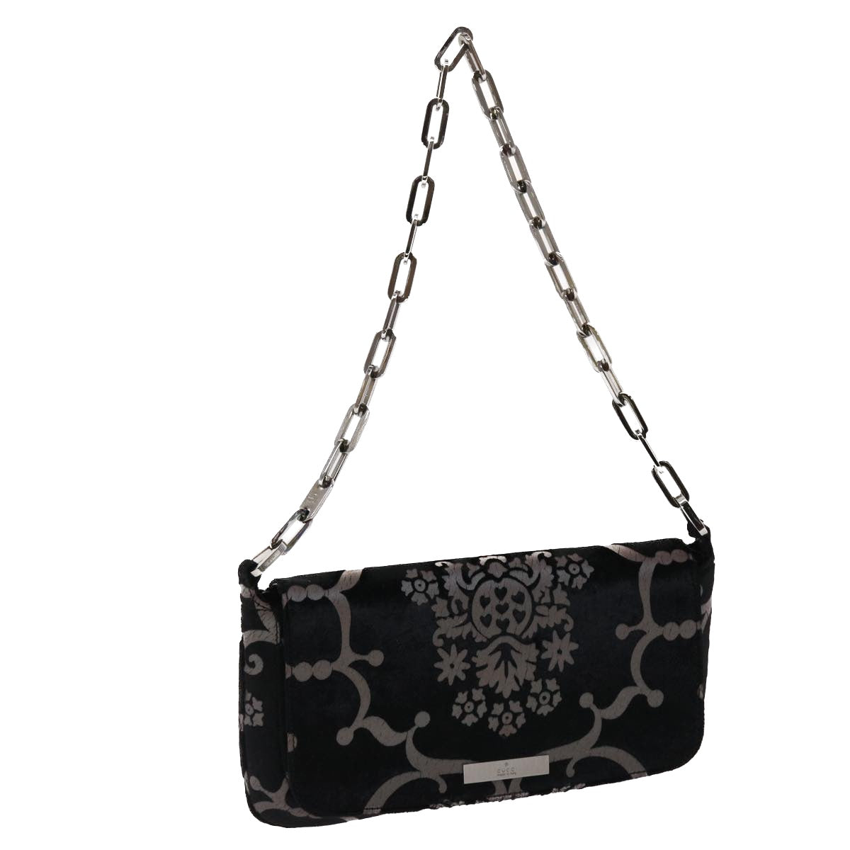 GUCCI Chain Shoulder Bag Velor Black 0013829 am4747