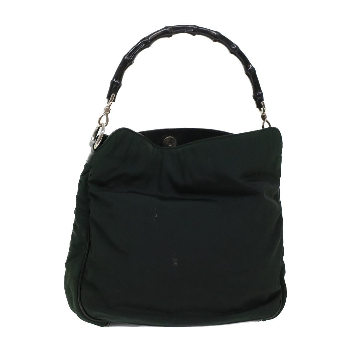 GUCCI Bamboo Shoulder Bag Nylon Leather Green 001 1638 3754 ar9698B