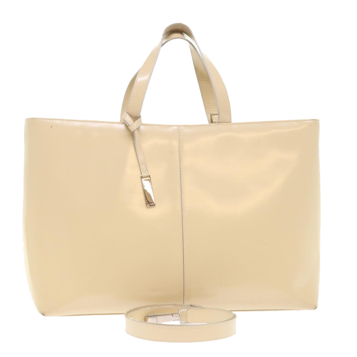 GUCCI Hand Bag Patent leather 2way Beige 002-2113-0476 ar9776