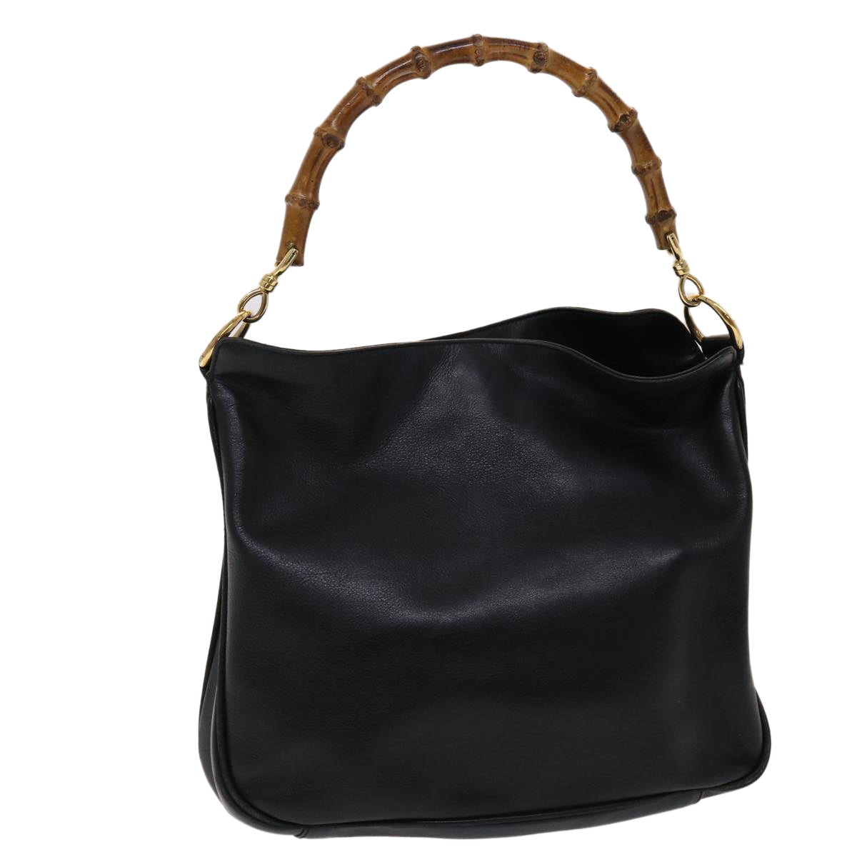 Gucci Bamboo Shoulder Bag Leather Black 001.0166.1638 ar9913B