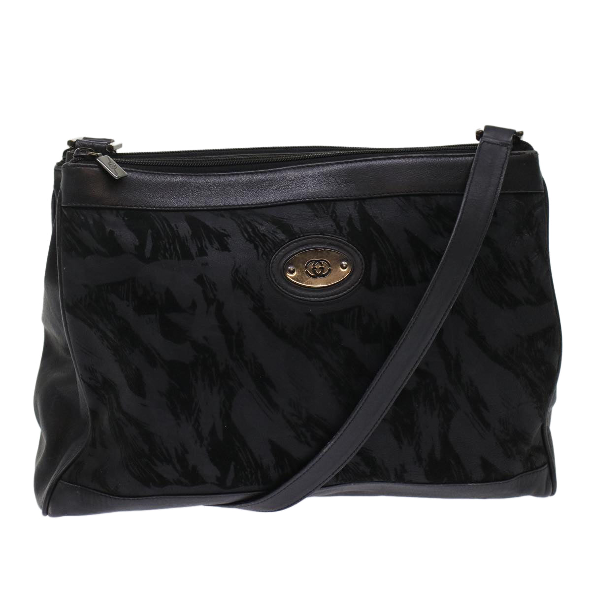 GUCCI Shoulder Bag Suede Leather Black ar9974