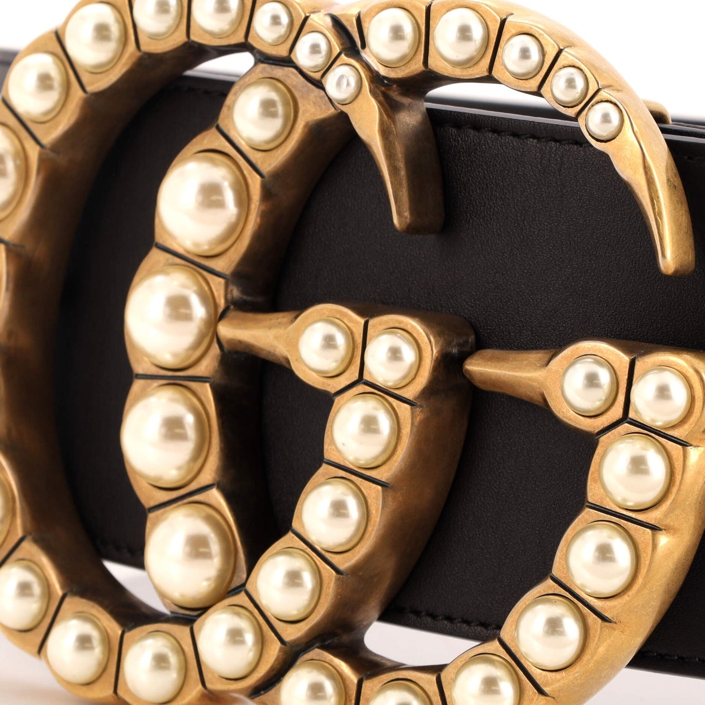 Gucci Pearly Gg Marmont Belt Leather