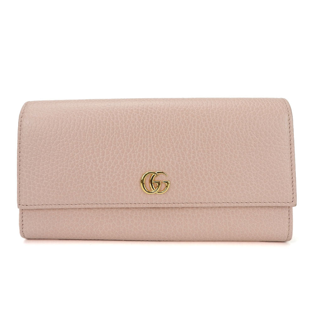 GUCCI Long Wallet Purse 456116 leather pink Double G GG Marmont