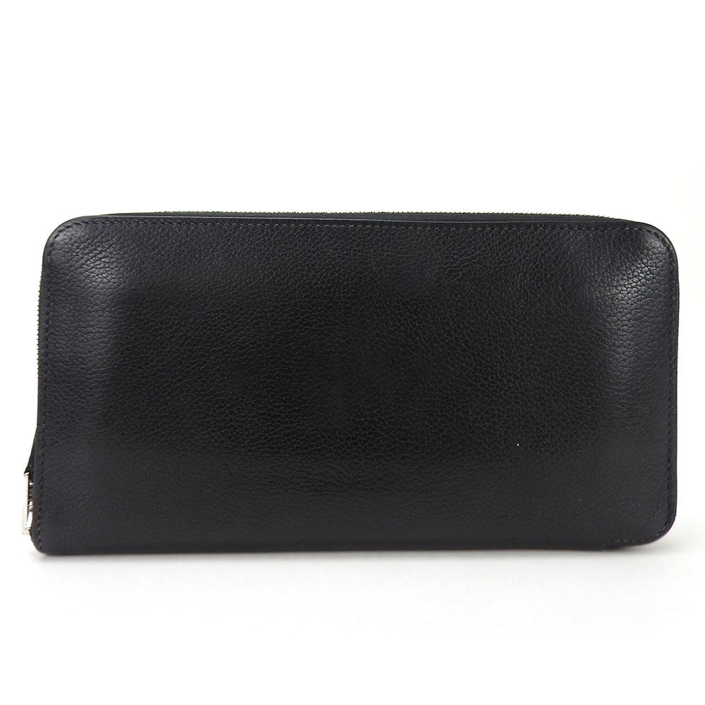 HERMES Long Wallet Purse leather black Classic Azap Long mens Used