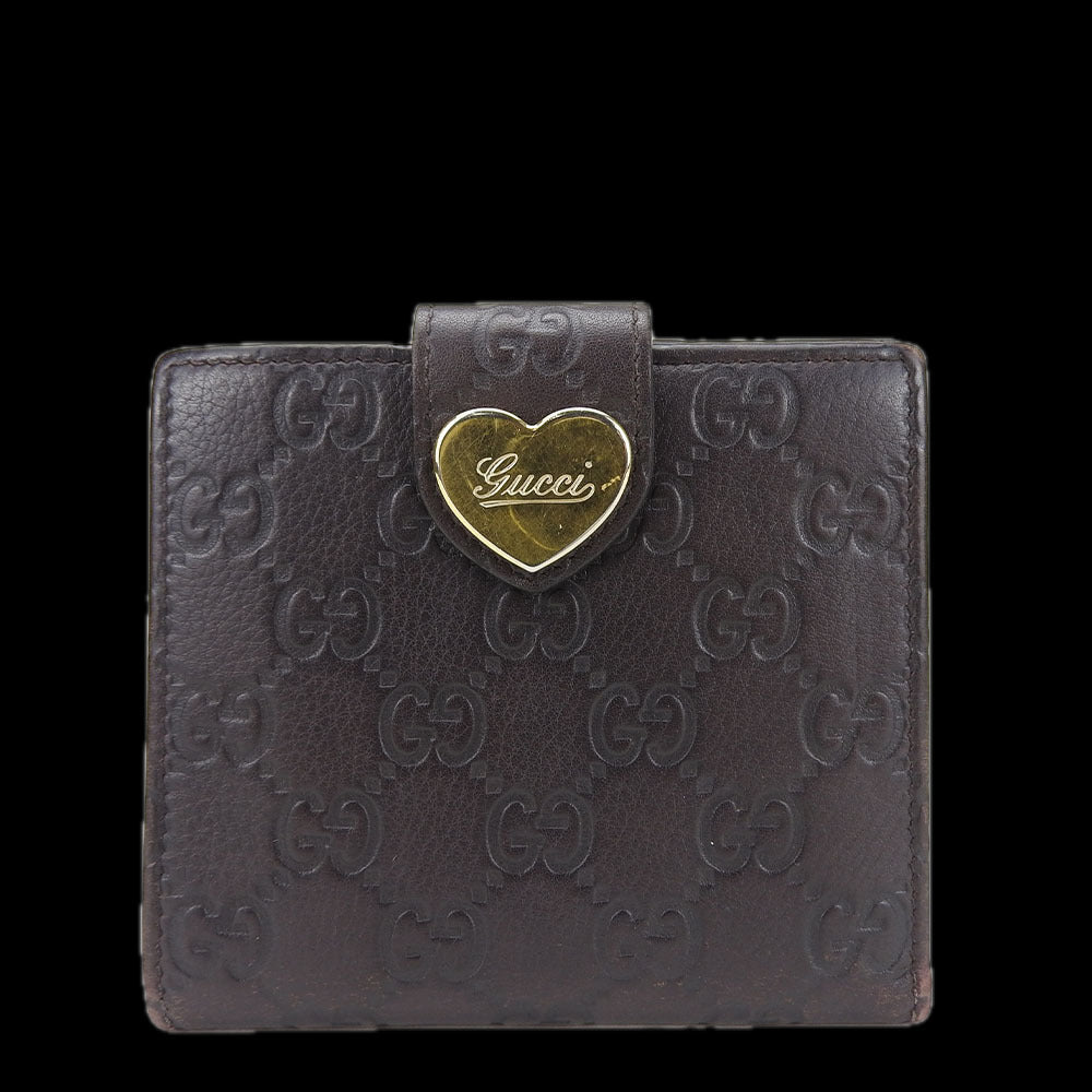 GUCCI Bifold Wallet 203549 Sima leather Brown Guccisima Women Used