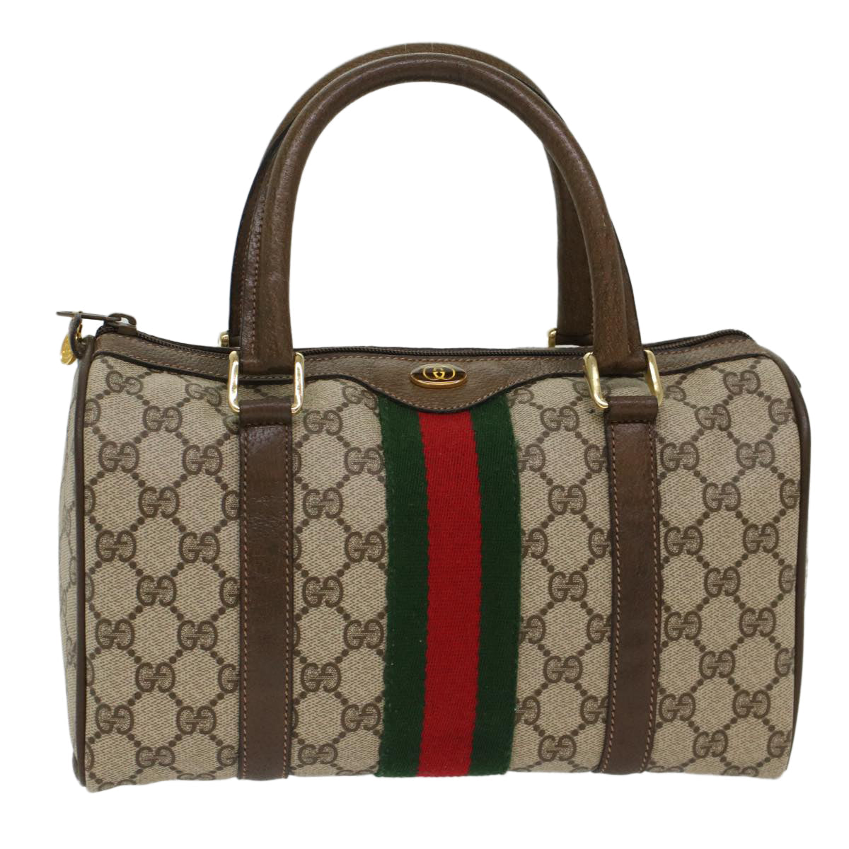 GUCCI GG Canvas Web Sherry Line Boston Bag Beige Red 3902006 bs7253