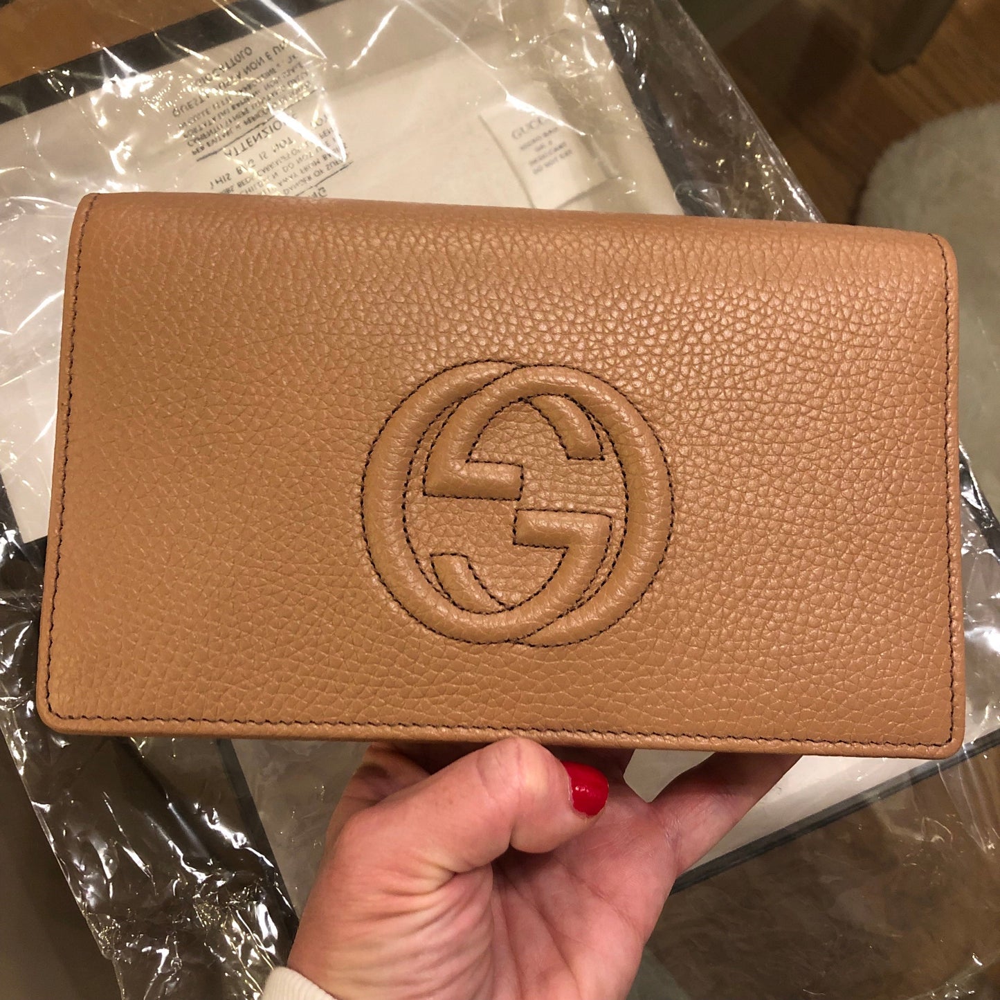 Gucci Soho Wallet with Removable Chain in Camel