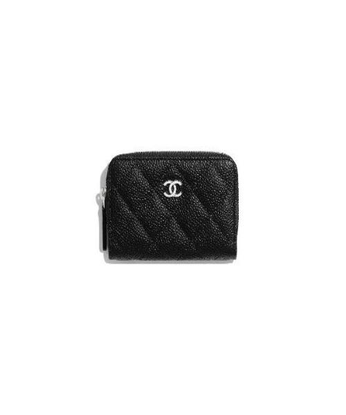 Chanel Classic Zipper Coin Purse SiLouis Vuittoner Tone Black