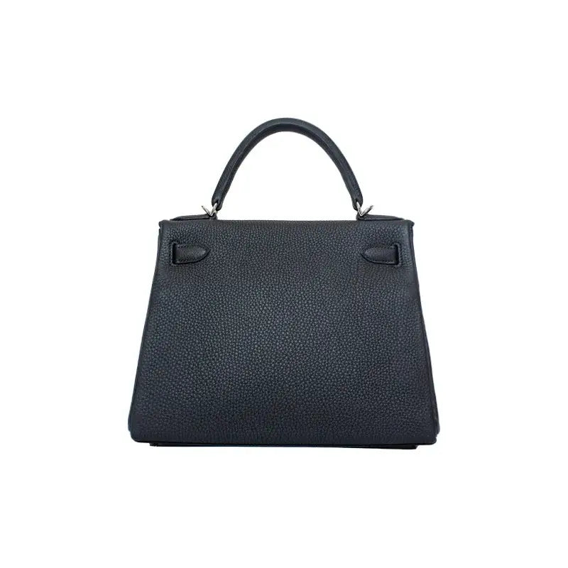 HERMES Kelly 25 navy blue Togo leather Bag Handbag (25,28,) silver hardware
