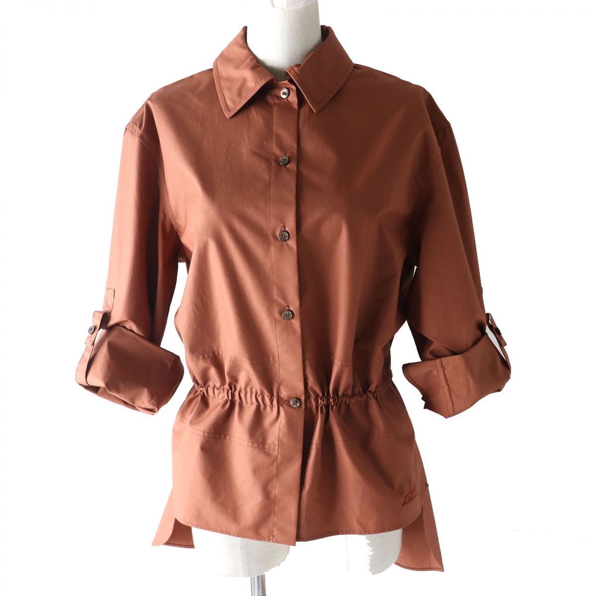 HERMES Long sleeve shirt cotton Brown 36