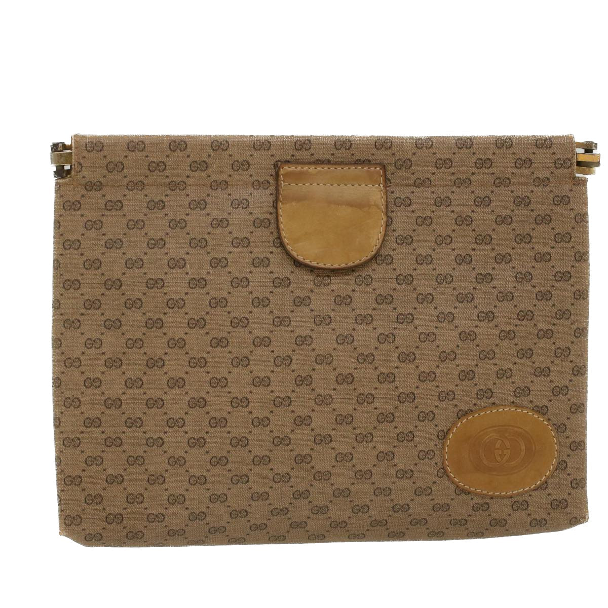GUCCI Micro GG Canvas Clutch Bag PVC Leather Beige 67-039-5229 ep1090