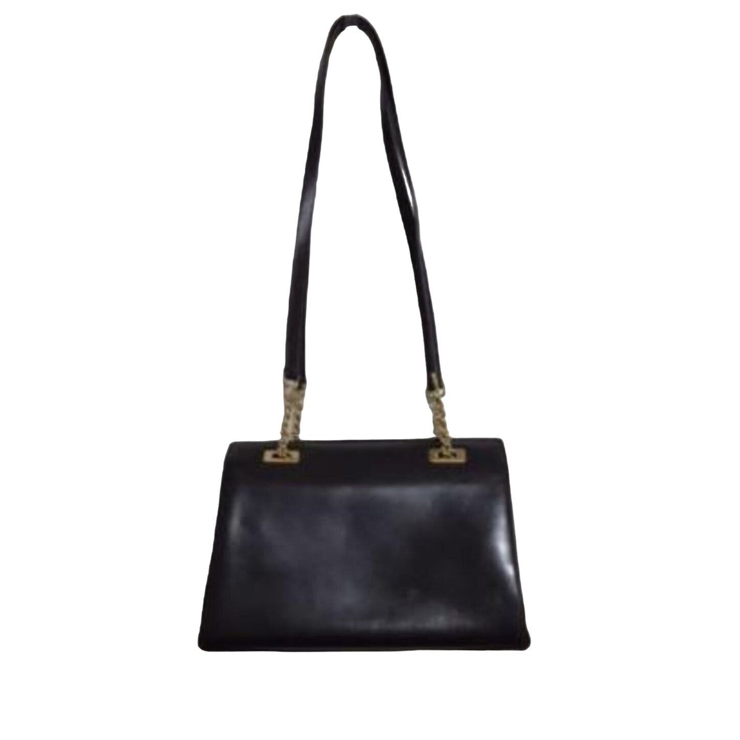 Gucci, unique, brown leather, large satchel style shoulder bag with a snap hinged top, two longer gold chain & leather shoulder straps
