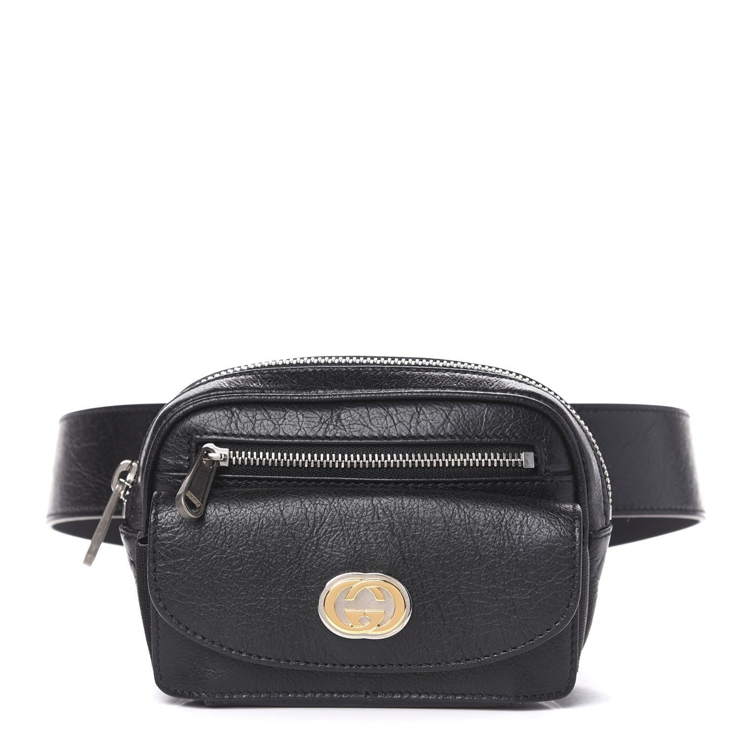 Gucci Marina Morpheus Crackled Leather Belt Bag in Black