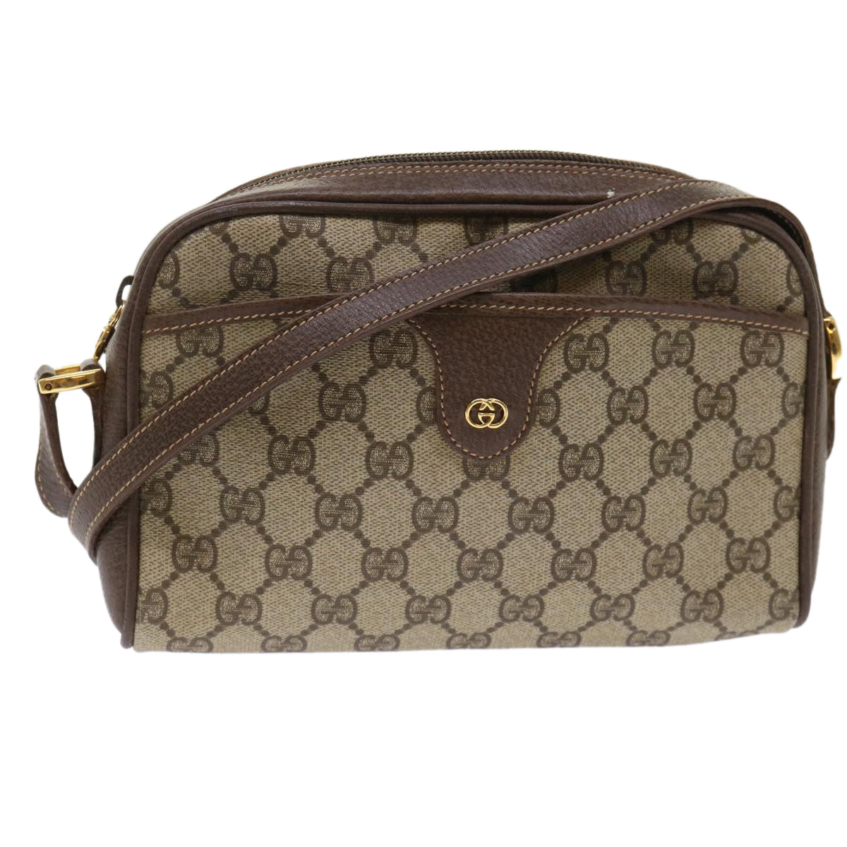 GUCCI GG Canvas Shoulder Bag PVC Leather Beige 001.58.6594 fm2522