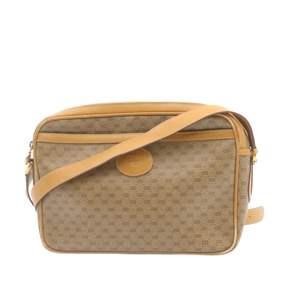 GUCCI Micro GG Canvas Cross body Shoulder Bag PVC Leather Beige am1195g