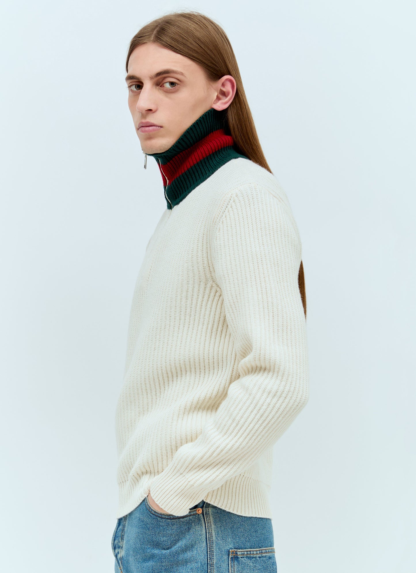 Gucci Men Wool Knit Web Sweater