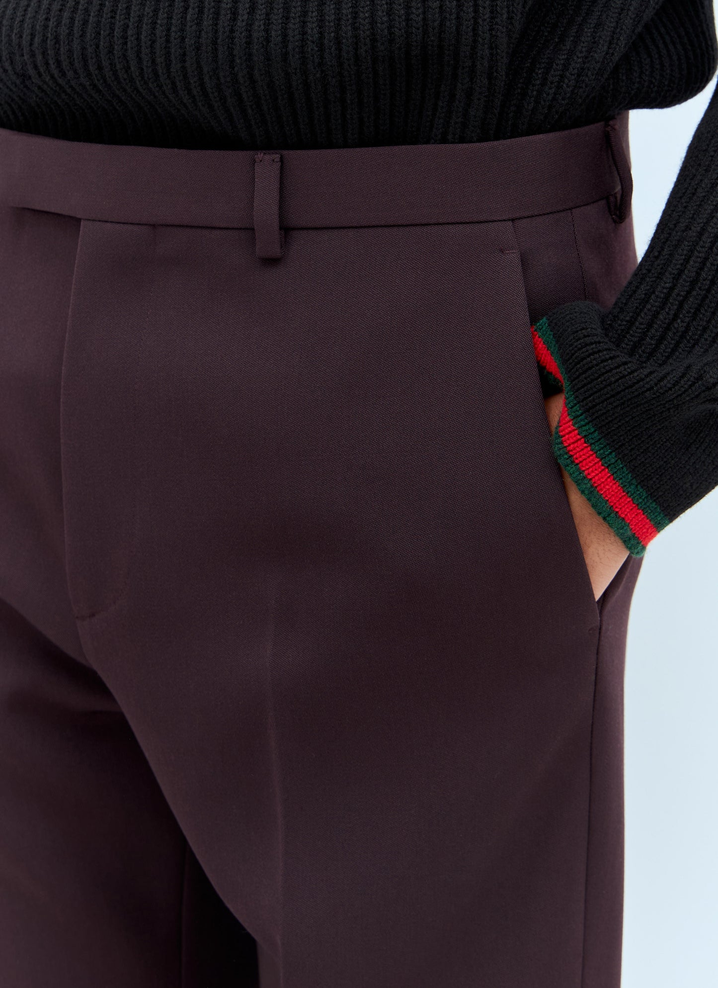 Gucci Men Logo Embroidery Wool Pants