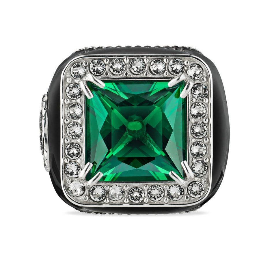 Gucci GG Crystal-embellished Signet Ring in Green