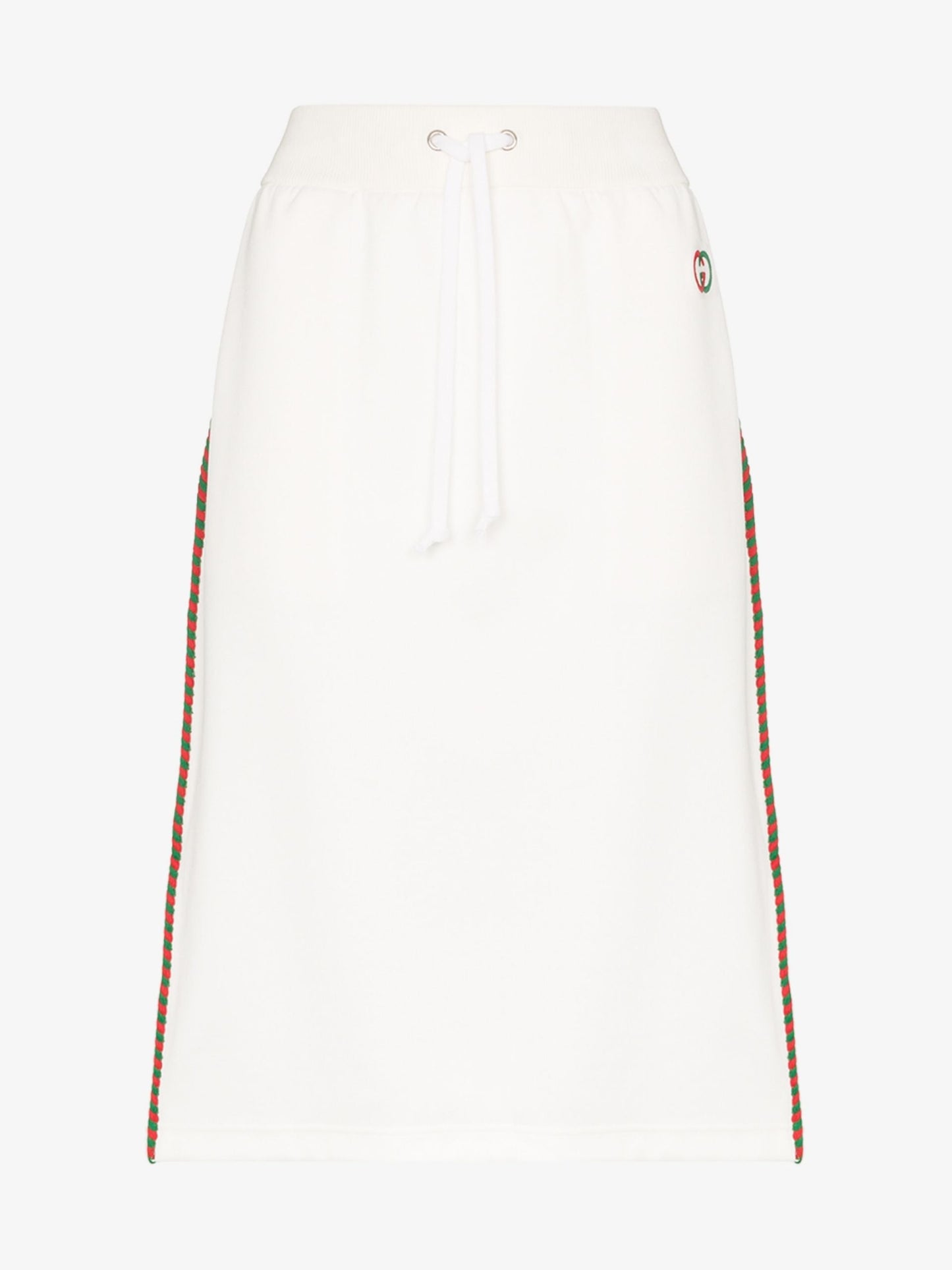 Gucci Technical Drawstring Stripe Logo Midi Skirt In White