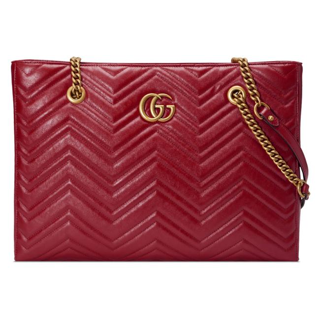 Gucci GG Marmont Matelassé Leather Shoulder Bag in Red