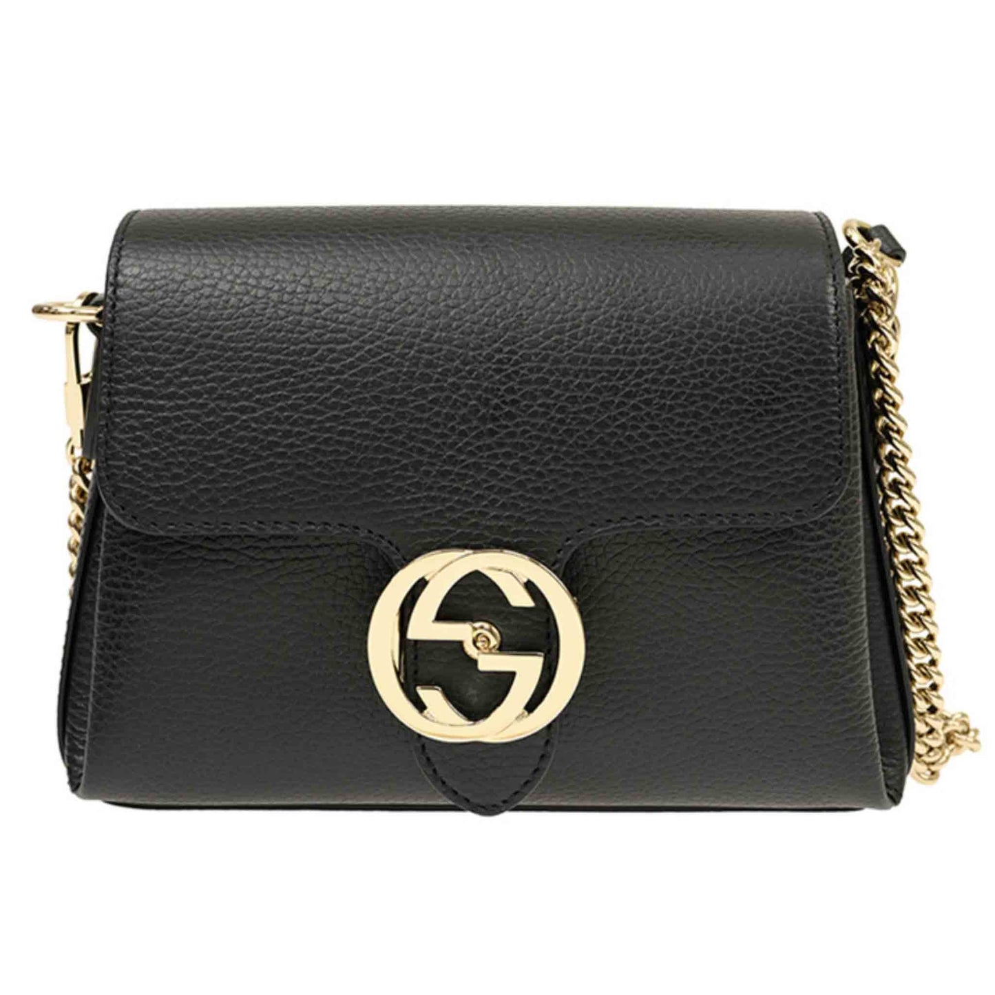 Gucci Ladies Dollar Interlocking Calf Leather Bag in Black