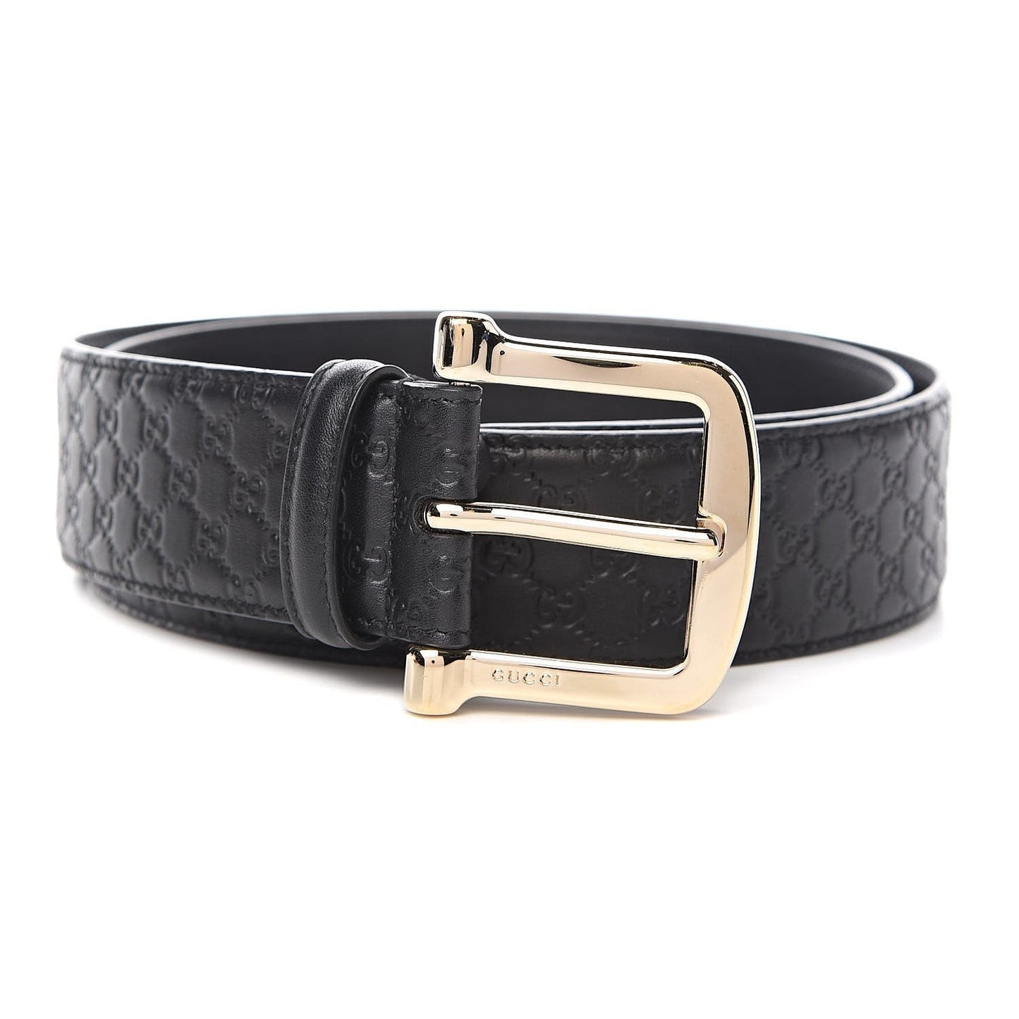 Gucci Microguccissima Black Leather Gold Buckle Belt 100/40 449716
