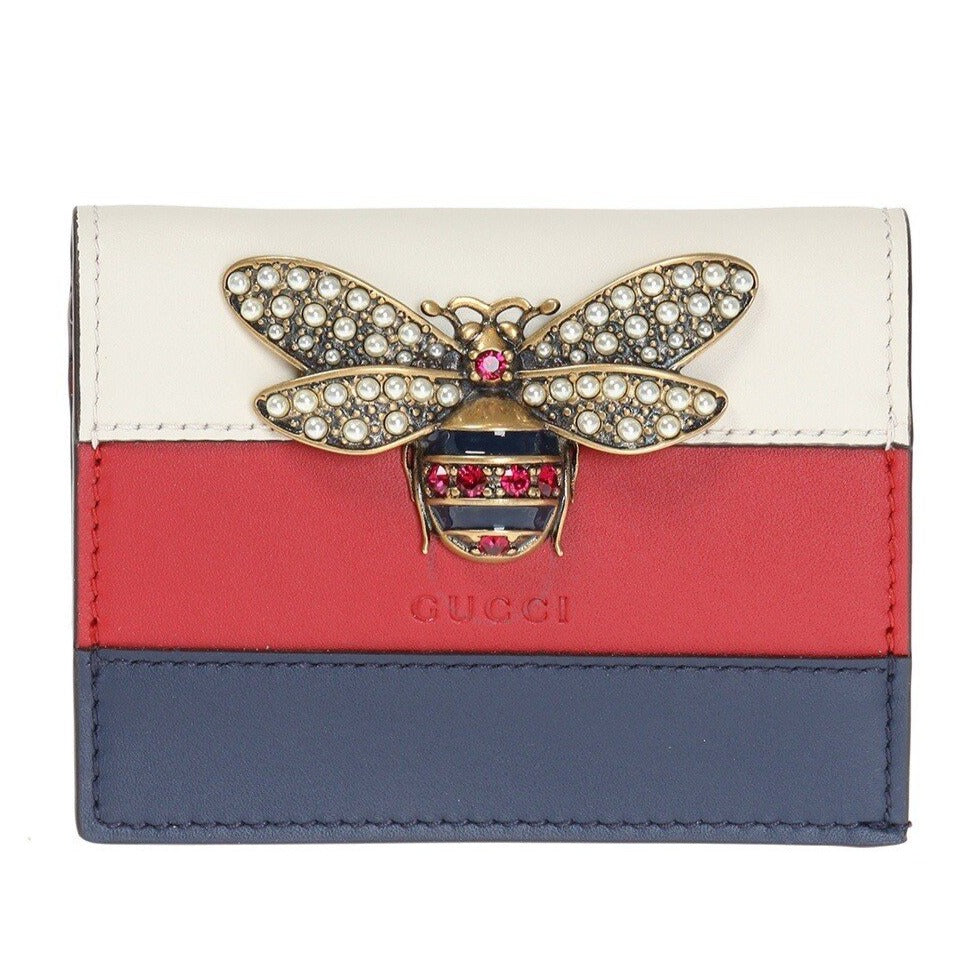 Gucci Queen Margaret Card Case in White, Blue, and Red