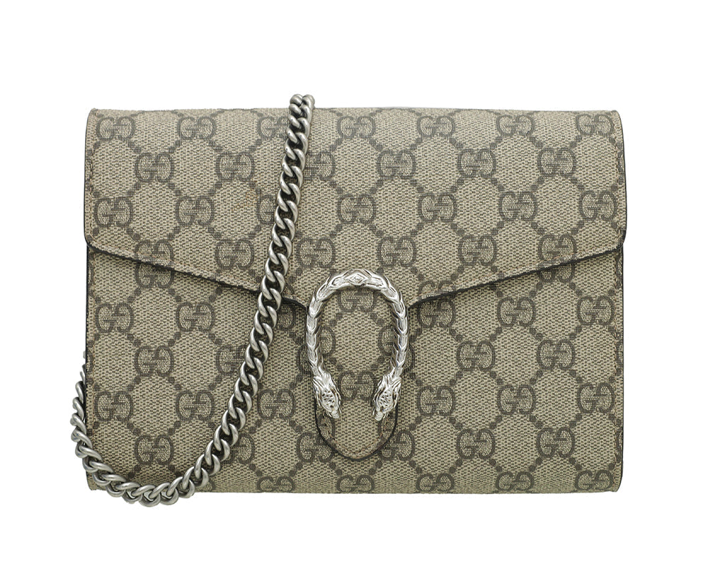 Gucci Ebony GG Supreme Dionysus Chain Wallet