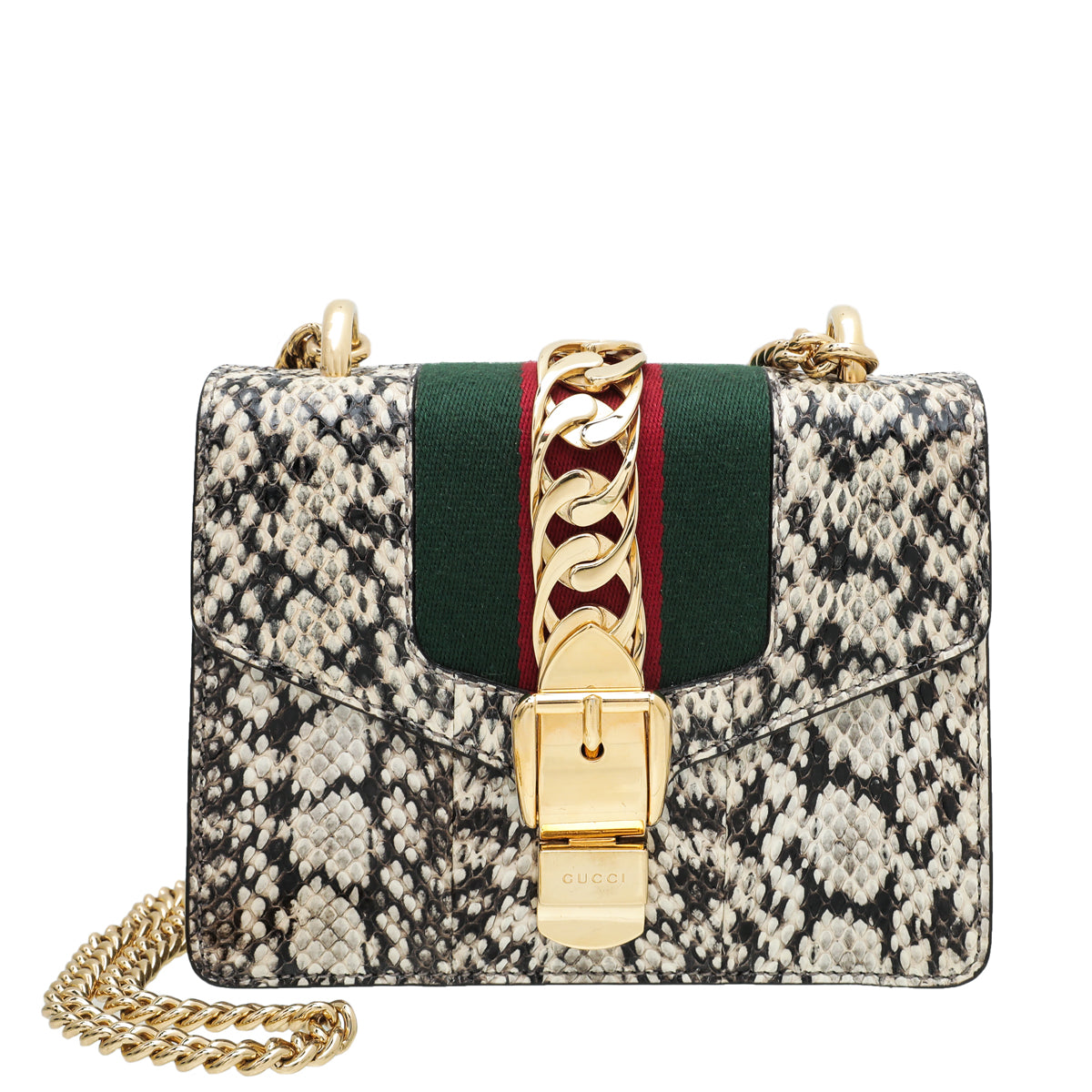 Gucci Natural Snakeskin Sylvie Mini Chain Bag