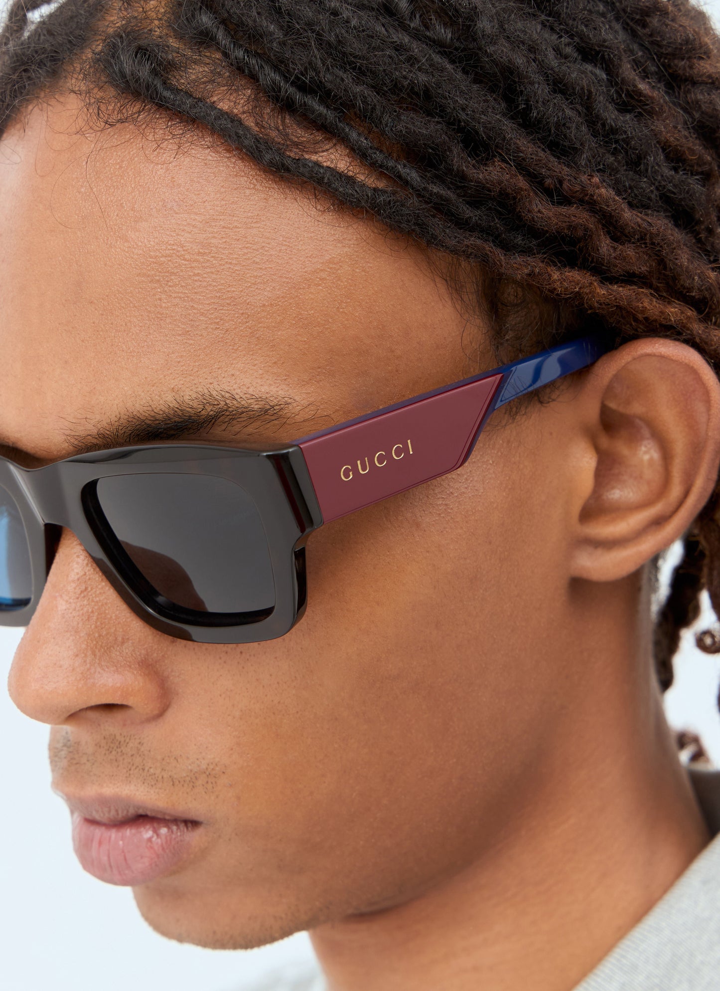 Gucci Men Rectangular Frame Sunglasses