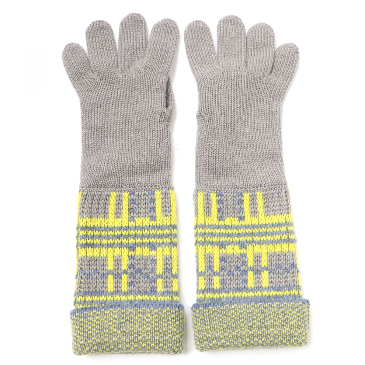 HERMES gloves cashmere Gray x yellow S