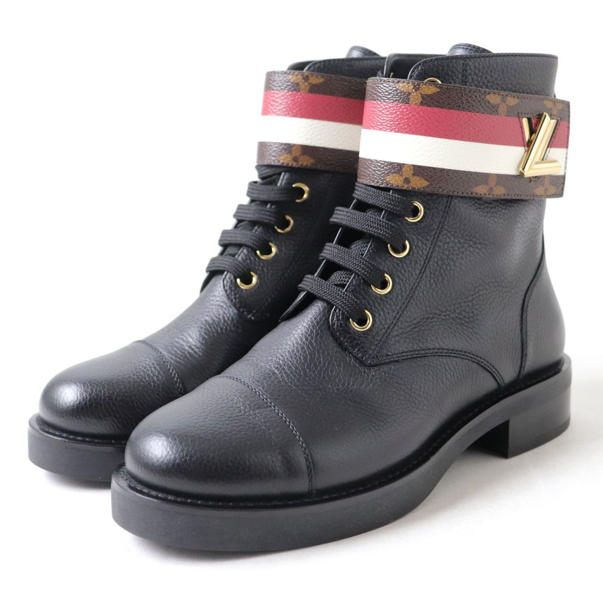 LOUIS VUITTON boots leather black 36