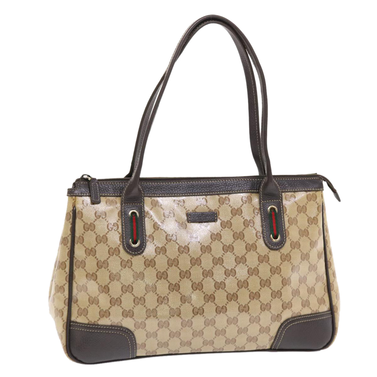 GUCCI GG Crystal Canvas Web Sherry Line Shoulder Bag Beige 293599 hk775